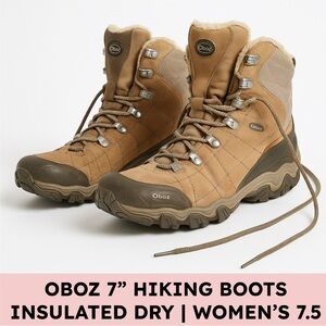 Oboz Bridger 7” Insulated Waterproof Hiking Boots — Tan (W7.5) Thinsulate, BDry